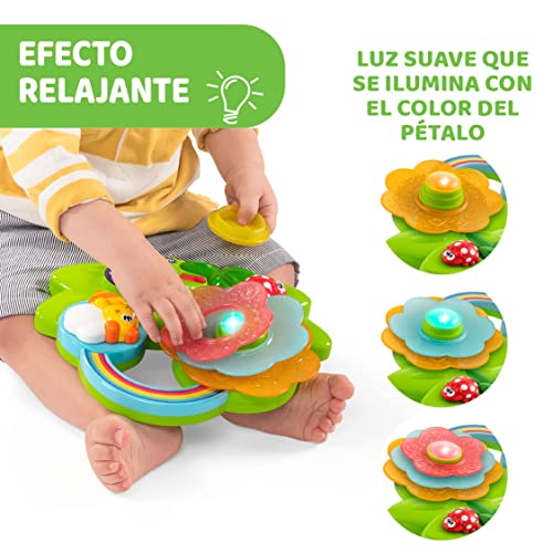 Chicco Flor Sensorial, Juego Educativo Electrónico Apilable, Mesa de Actividades MultiSensorial para Bebés con Música, Luces y Piezas para Encajar - Juguetes para Bebés de 6 a 36 Meses