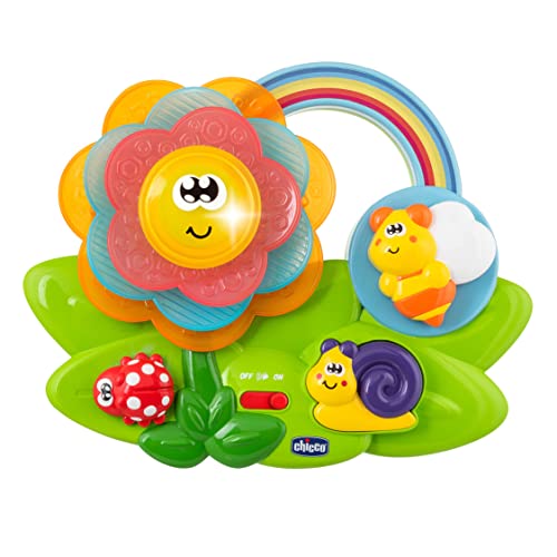 Chicco Flor Sensorial, Juego Educativo Electrónico Apilable, Mesa de Actividades MultiSensorial para Bebés con Música, Luces y Piezas para Encajar - Juguetes para Bebés de 6 a 36 Meses