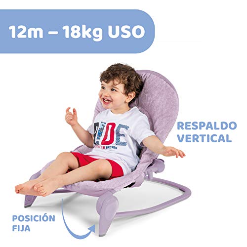 Chicco Hooplà Hamaca para Bebé de 0 Meses a 18 kg, Balancín y Silla de Bebés y Niños con Arco de Juegos, Respaldo Ajustable y Cojín Reductor, Compacta - Color Rosa (Orchid)