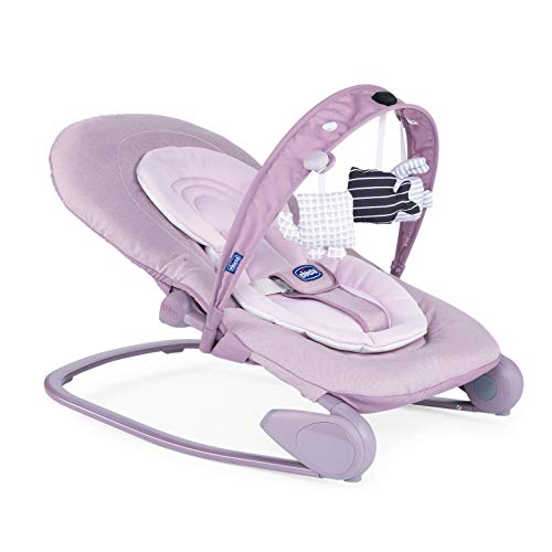 Chicco Hooplà Hamaca para Bebé de 0 Meses a 18 kg, Balancín y Silla de Bebés y Niños con Arco de Juegos, Respaldo Ajustable y Cojín Reductor, Compacta - Color Rosa (Orchid)