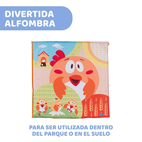 Chicco Open Box Parque Bebé de 0 Meses a 15 Kg – Parque Plegable y Compacto, Parque de Juegos con Alfombra Extraíble, Ventanas de Malla, 4 Asas y Bolsa de Transporte, Color Naranja (Fancy Chicken)