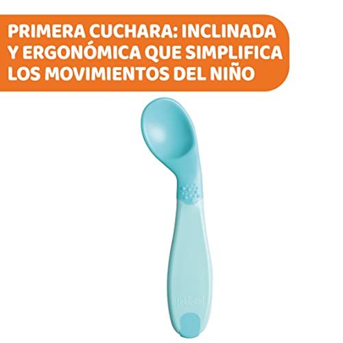 Chicco Set de Comida Infantil 6m+ Juego Menaje Niños para Destete con Plato Térmico, Plato Come Fácil, Vaso de Aprendizaje para Bebé y Cuchara de Silicona – Vajilla +6 Meses, Azul