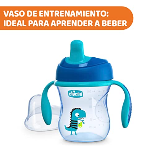 Chicco Set de Comida Infantil 6m+ Juego Menaje Niños para Destete con Plato Térmico, Plato Come Fácil, Vaso de Aprendizaje para Bebé y Cuchara de Silicona – Vajilla +6 Meses, Azul