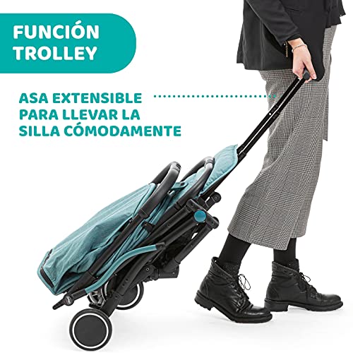 Chicco Trolley Me Silla de Paseo Ligera de 0 Meses hasta 15 kg, Buggy Reclinable y Plegable con Función de Trolley, Cierre Compacto, Cubierta para la Lluvia y Capota Plegable - Color Rosa