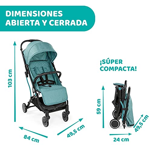 Chicco Trolley Me Silla de Paseo Ligera de 0 Meses hasta 15 kg, Buggy Reclinable y Plegable con Función de Trolley, Cierre Compacto, Cubierta para la Lluvia y Capota Plegable - Color Rosa