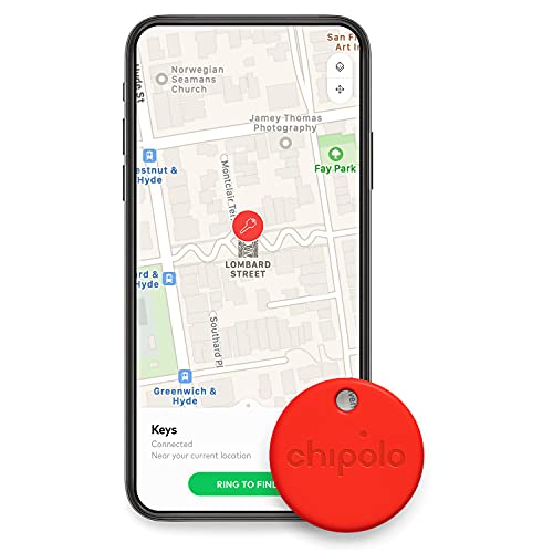 CHIPOLO One (2020) - 1 Pack - Localizador de Llaves, Rastreador Bluetooth para Llaves, Bolso, Buscador de Objetos. Alertas gratuitas de Fuera de Alcance. Compatible con iOS y Android (Rojo)