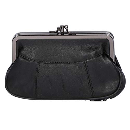 Christian Wippermann Cartera de piel auténtica para hombre y mujer, cierre de clip, Negro , 17 x 10 x 2-4 cm, Monedero