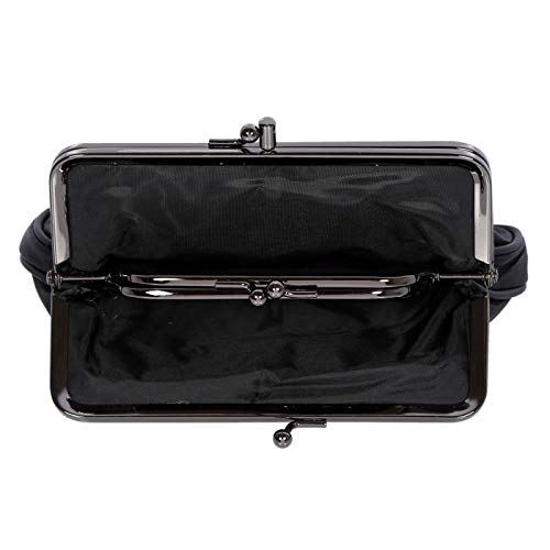 Christian Wippermann Cartera de piel auténtica para hombre y mujer, cierre de clip, Negro , 17 x 10 x 2-4 cm, Monedero