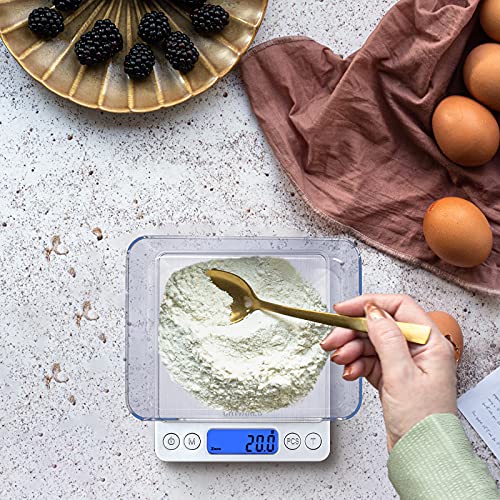 CHWARES Báscula de cocina digital con carga USB, báscula digital de 0.1g/3 kg, Báscula electrónica fina, función PSC/Tara,Báscula Digital para Cocina con Carga USB,Balanza de Alimentos Alta Precisión