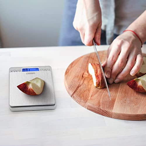 CHWARES Báscula de cocina digital con carga USB, báscula digital de 0.1g/3 kg, Báscula electrónica fina, función PSC/Tara,Báscula Digital para Cocina con Carga USB,Balanza de Alimentos Alta Precisión