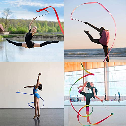 Cintas de Baile Cinta, 6 Piezas 2 Metros Cintas de Danza Gimnasias Rítmicas Streamers Cintas de Baile con Palos Twirling,para Niños Baile Artístico Gimnasia Entrenamiento Actividades Divertidas