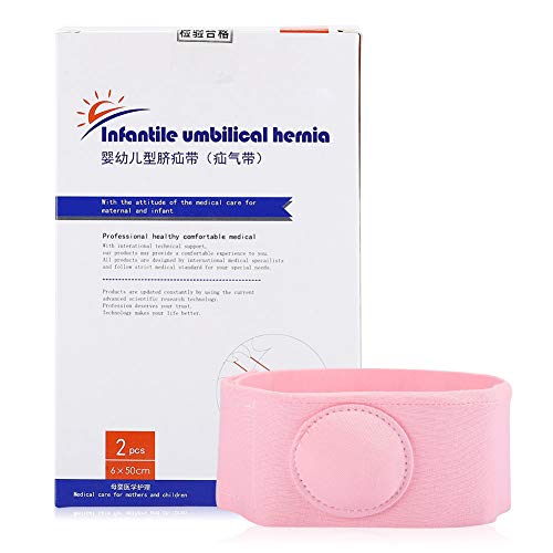 Cinturón de hernia para bebé, 2 piezas de cinturón de hernia, tratamiento de terapia de hernia, cinturón de hernia umbilical para bebés y bebés(Rosa)