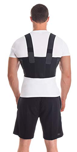 Cinturón elástico de hombre; Cinturón de fijación para tórax de sujeción; corsé de sujeción transpirable Medium Negro