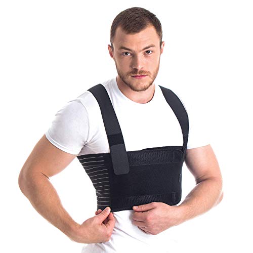 Cinturón elástico de hombre; Cinturón de fijación para tórax de sujeción; corsé de sujeción transpirable Medium Negro