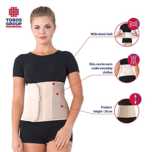 Cinturón postoperatorio abdominal con algodón Faja postparto y postoperatorio Apoyo de los músculos abdominales y lumbosacro Altura 24 cm Unisex Small Beige