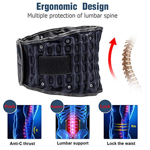 Cinturón trasero de descompresión para alivio del dolor de espalda baja, dispositivo de restablecimiento de la columna vertebral, soporte lumbar para levantar, talla única para cintura 29-49