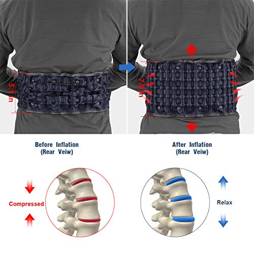 Cinturón trasero de descompresión para alivio del dolor de espalda baja, dispositivo de restablecimiento de la columna vertebral, soporte lumbar para levantar, talla única para cintura 29-49