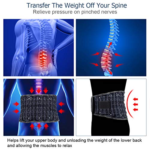 Cinturón trasero de descompresión para alivio del dolor de espalda baja, dispositivo de restablecimiento de la columna vertebral, soporte lumbar para levantar, talla única para cintura 29-49