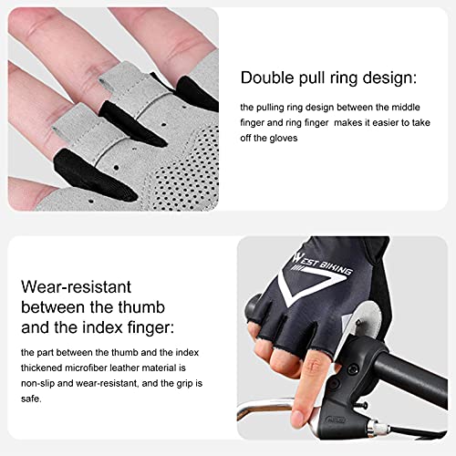 Cipliko Guantes de ciclismo - Ciclismo Transpirables Antideslizantes y Absorción de Golpes Guantes de Medio Dedo para Hombres y Mujeres Negro