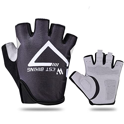 Cipliko Guantes de ciclismo - Ciclismo Transpirables Antideslizantes y Absorción de Golpes Guantes de Medio Dedo para Hombres y Mujeres Negro