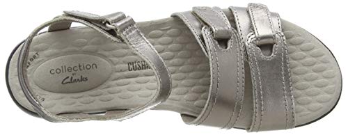 Clarks Alexis Shine, Sandalia con Pulsera Mujer, Dorado (Pewter Metallic Pewter Metallic), 38 EU