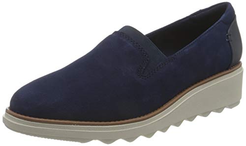 Clarks Sharon Dolly, Mocasn Mujer, Dark Blue Suede, 38 EU