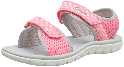 Clarks Surfing Tide K, Sandalias de Talón Abierto Niñas, Rosa (Pink Combi Pink Combi), 31 EU