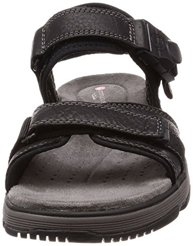 Clarks Un Trek Part, Sandalias de Talón Abierto Hombre, Negro (Black Leather-), 41.5 EU