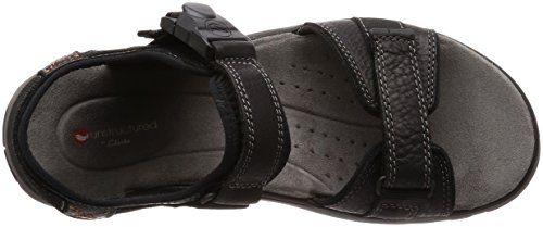 Clarks Un Trek Part, Sandalias de Talón Abierto Hombre, Negro (Black Leather-), 41.5 EU