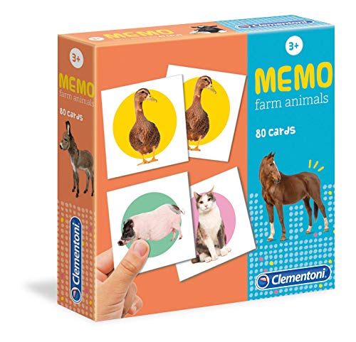 Clementoni-18076 - Memo Animales de la Granja - juego de memoria infantil a partir de 4 años