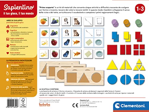 Clementoni- Sapientino Primeros Descubrimientos 1 año Educativo con Actividades Montessori, Juego de Desarrollo cognitivo-Made in Italy, Multicolor (16342)