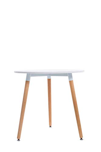 CLP Mesa Auxiliar Ansgar En Estilo Nórdica I Mesa De Centro Baja con Ø 80 Cm I Mesa De Café con Base De Madera & Tablero De MDF I Color: Blanco, Madera Natural