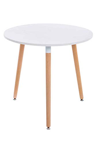 CLP Mesa Auxiliar Ansgar En Estilo Nórdica I Mesa De Centro Baja con Ø 80 Cm I Mesa De Café con Base De Madera & Tablero De MDF I Color: Blanco, Madera Natural