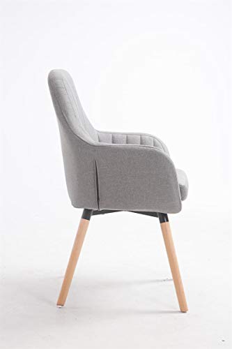 CLP Silla De Visita Florian Tapizada En Tela I Silla Butaca De Salón Nórdica I Silla Comedor Acolchada & con 53cm De Altura De Asiento I Color:, Color:Gris, Color del Marco:Natura (Roble)