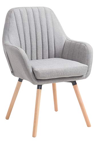 CLP Silla De Visita Florian Tapizada En Tela I Silla Butaca De Salón Nórdica I Silla Comedor Acolchada & con 53cm De Altura De Asiento I Color:, Color:Gris, Color del Marco:Natura (Roble)