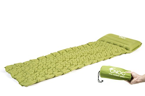 CNOC Colchoneta para Dormir Ultraliviana Colchón de Aire para Campamento Inflable con Almohada Incorporada - Compacto y a Prueba de Humedad – para Senderismo, Mochileros, Hamacas, Tiendas