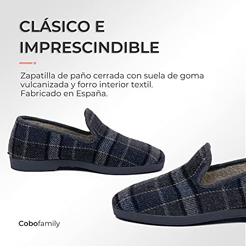 CoboFamily Zapatillas de Casa Hombre Invierno, Zapatillas de Estar por Casa, Zapatos de Tela con Tacón Plano y Punta Cerrada Multicolor, Suela Caucho Talla 41-45 EU (Gris, 41)