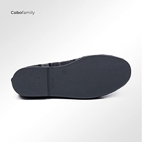 CoboFamily Zapatillas de Casa Hombre Invierno, Zapatillas de Estar por Casa, Zapatos de Tela con Tacón Plano y Punta Cerrada Multicolor, Suela Caucho Talla 41-45 EU (Gris, 41)