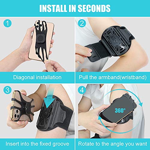 Cocoda Brazalete Movil Running Desmontable, Brazalete Deportivo para Correr con Rotación 360°, Porta Movil Running Universal Compatible con iPhone 13 13Pro 12 12Pro 11 Pro X 8 7 Plus, Samsung, Huawei