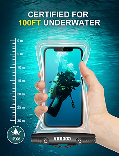 Cocoda Funda Impermeable Móvil, [2 Unidades] IPX8 Funda Acuatica Movil, Bolsa Estanca Compatible con iPhone 13/13 Pro Max/12/11, Galaxy S21 Ultra/S20/S10 hasta 7'' para Playa, Viajes, Piscina