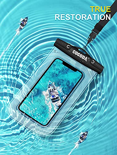 Cocoda Funda Impermeable Móvil, [2 Unidades] IPX8 Funda Acuatica Movil, Bolsa Estanca Compatible con iPhone 13/13 Pro Max/12/11, Galaxy S21 Ultra/S20/S10 hasta 7'' para Playa, Viajes, Piscina