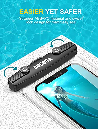 Cocoda Funda Impermeable Móvil, [2 Unidades] IPX8 Funda Acuatica Movil, Bolsa Estanca Compatible con iPhone 13/13 Pro Max/12/11, Galaxy S21 Ultra/S20/S10 hasta 7'' para Playa, Viajes, Piscina