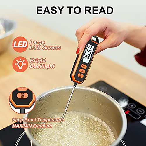 Cocoda Termometro Cocina, Termometro Digital Casa con 5.9'' Sonda y Botón °C / °F, Lectura Instantánea 3S, Pantalla LCD Retroiluminada, Impermeable, Apagado Automático, para Carne Leche Dulce Líquido