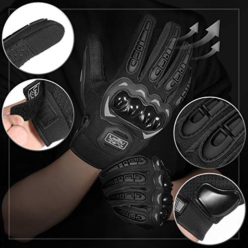 COFIT Guantes de Motos, Guantes de Pantalla Táctil Full Touch para Carreras de Motos, MTB, Escalada, Senderismo y Otros Deportes al Aire Libre - Negro L