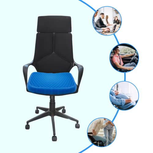 Cojín de Gel Confortable para Asiento de automóvil, Silla de Oficina, Silla de Ruedas. Alivia la Fatiga en la Cadera y Espalda .Incluye Funda Antideslizante