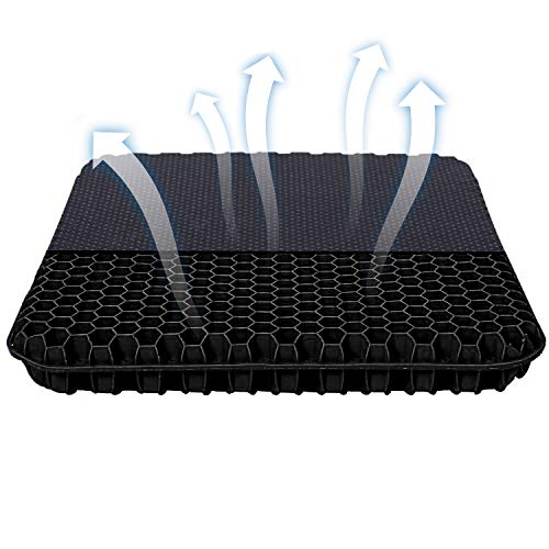 Cojín de Gel para Asiento de Oficina, cojín de Gel para Silla de Oficina, diseño Transpirable para Coche, Oficina,Silla de Ruedas, camión (Negro)