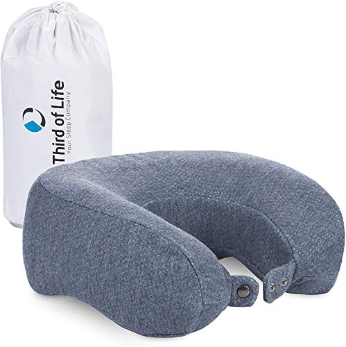 Cojín de Viaje ANDAR QuickDry | Almohada Ergonómica de Espuma Viscoelástica para Cuello| Funda de Secado Rápido con Termorregulación y Sujeción Delantera | Para Viajar en Tren, Avión y Coche