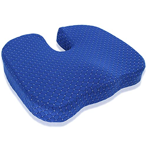 Cojín viscoelástico para asiento, Cojín Ortopédico de Espuma Viscoelástica Cojín Hemorroides Antideslizante con Funda, Cojin Coxis para Silla para la Oficina, casa, Coche, Silla de Ruedas(azul)