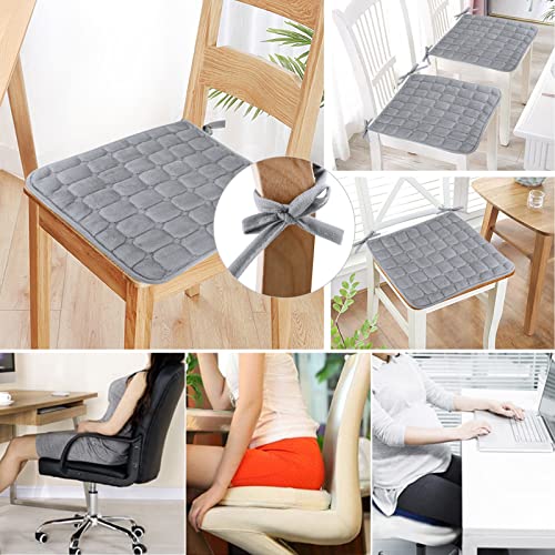 Cojines de Asiento y Silla,Juego de 2 Grises Ojines para Sillas Cojin Silla Comedor con Correas 40 x 40 cm Juego de Cojines para Silla de Jardín para Cocina, Cuarto, Sala, Jardín, Terraza, Patio