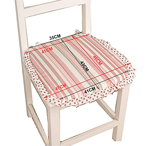 Cojines De Silla con Volantes para Silla De Comedor, Juego De 2 Cojines Lavables para Sillas De Cocina con Lazos Almohadillas De Asiento De Metal De Madera De Granja Antideslizantes para Interiores